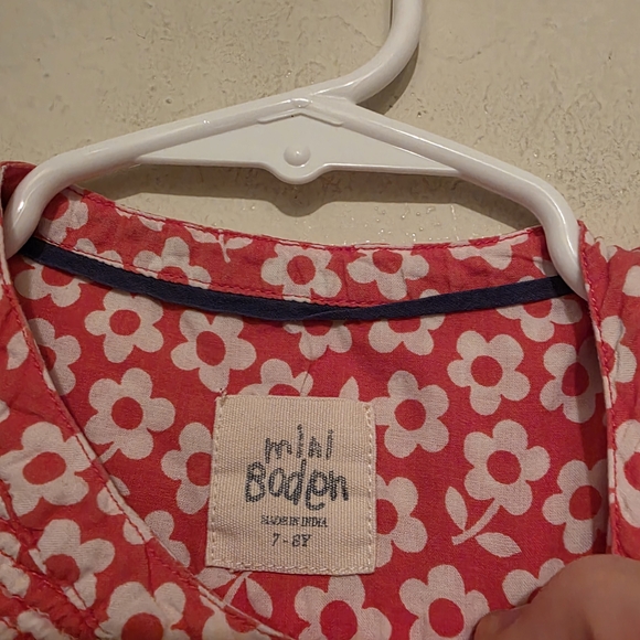 Mini Boden Pink And White Floral Kids Blouse Size 7 To 8 Years - Picture 4 of 8